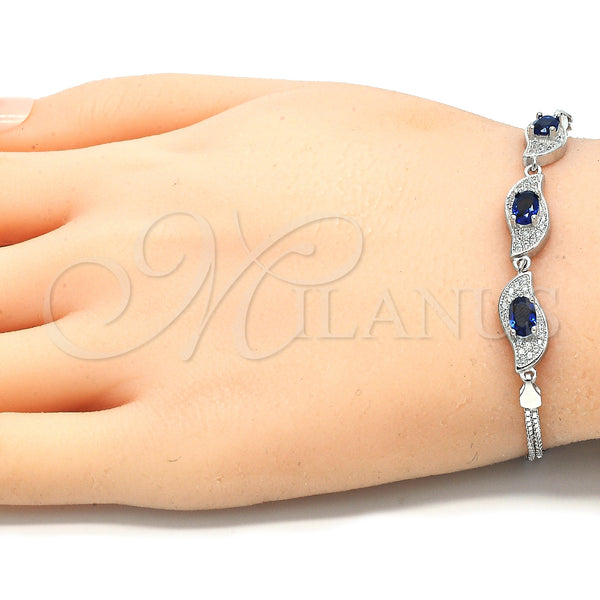 Sterling Silver Bracelet — Fancy Bracelet with Sapphire Blue and White Cubic — alternate product view — SKU 130037 | Plata 925 brazalete — elegante Bracelet with Sapphire Blue and blanco Cubic — SKU 130037