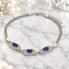 Sterling Silver Fancy Bracelet, with Sapphire Blue and White Cubic Zirconia, Polished, Rhodium Finish, 03.286.0014.3.07 (02 MM Thickness, 7 Inches Length)