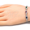 Sterling Silver Fancy Bracelet, with Multicolor Cubic Zirconia, Polished, Rhodium Finish, 03.286.0014.4.07 (02 MM Thickness, 7 Inches Length)