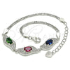 Sterling Silver Fancy Bracelet, with Multicolor Cubic Zirconia, Polished, Rhodium Finish, 03.286.0014.4.07 (02 MM Thickness, 7 Inches Length)