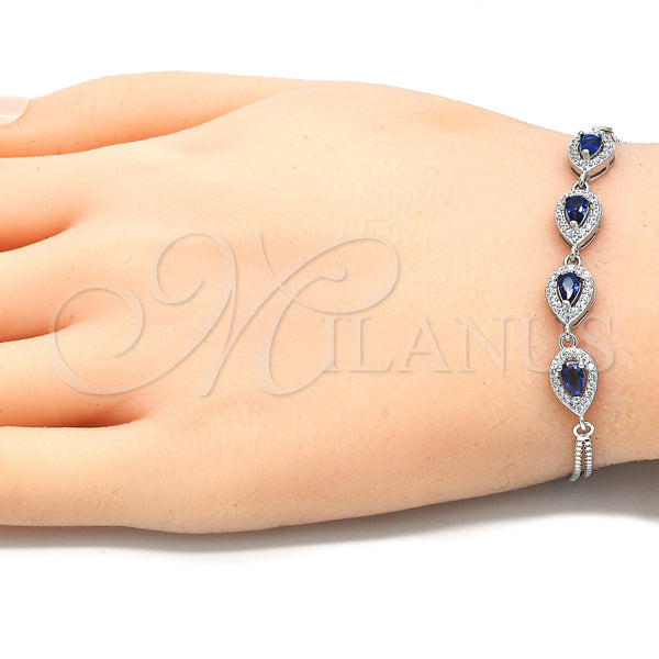 Sterling Silver Bracelet — Fancy Bracelet Teardrop Design with Sapphire Blue and — alternate product view — SKU 130040 | Plata 925 brazalete — elegante Bracelet Teardrop diseño with Sapphire Blue and — SKU 130040