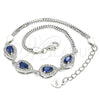 Sterling Silver Fancy Bracelet, Teardrop Design, with Sapphire Blue and White Cubic Zirconia, Polished, Rhodium Finish, 03.286.0015.1.07 (02 MM Thickness, 7 Inches Length)