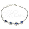 Sterling Silver Fancy Bracelet, Teardrop Design, with Sapphire Blue and White Cubic Zirconia, Polished, Rhodium Finish, 03.286.0015.1.07 (02 MM Thickness, 7 Inches Length)