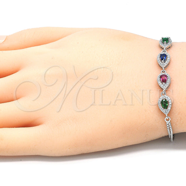 Sterling Silver Bracelet — Fancy Bracelet Teardrop Design with Multicolor Cubic Zirconia — alternate product view — SKU 130043 | Plata 925 brazalete — elegante Bracelet Teardrop diseño with Multicolor Cubic Zirconia — SKU 130043