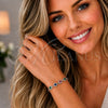 Sterling Silver Fancy Bracelet, Teardrop Design, with Multicolor Cubic Zirconia, Polished, Rhodium Finish, 03.286.0015.4.07 (02 MM Thickness, 7 Inches Length)