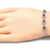 Sterling Silver Fancy Bracelet, Teardrop Design, with Multicolor Cubic Zirconia, Polished, Rhodium Finish, 03.286.0015.4.07 (02 MM Thickness, 7 Inches Length)