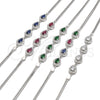 Sterling Silver Fancy Bracelet, Teardrop Design, with Multicolor Cubic Zirconia, Polished, Rhodium Finish, 03.286.0015.4.07 (02 MM Thickness, 7 Inches Length)