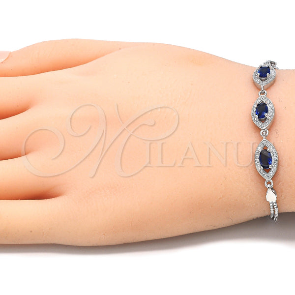 Sterling Silver Bracelet — Fancy Bracelet with Sapphire Blue Cubic Zirconia and — alternate product view — SKU 130046 | Plata 925 brazalete — elegante Bracelet with Sapphire Blue Cubic Zirconia and — SKU 130046
