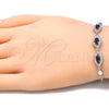 Sterling Silver Fancy Bracelet, with Sapphire Blue Cubic Zirconia and White Micro Pave, Polished, Rhodium Finish, 03.286.0016.2.07 (02 MM Thickness, 7 Inches Length)