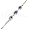 Sterling Silver Fancy Bracelet, with Sapphire Blue Cubic Zirconia and White Micro Pave, Polished, Rhodium Finish, 03.286.0016.2.07 (02 MM Thickness, 7 Inches Length)