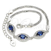 Sterling Silver Fancy Bracelet, with Sapphire Blue Cubic Zirconia and White Micro Pave, Polished, Rhodium Finish, 03.286.0016.2.07 (02 MM Thickness, 7 Inches Length)