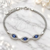 Sterling Silver Fancy Bracelet, with Sapphire Blue Cubic Zirconia and White Micro Pave, Polished, Rhodium Finish, 03.286.0016.2.07 (02 MM Thickness, 7 Inches Length)
