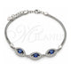 Pulsera Elegante 03.286.0016.2.07 Plata Rodinada, con Zirconia Cubica Zafiro Azul y Micro Pave Blanca, Pulido, Rodinado (Grosor 02 MM, 7 Pulgadas de Largo)