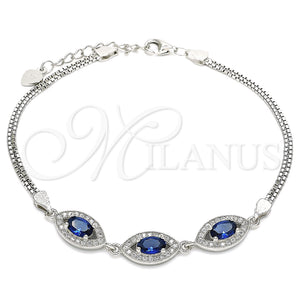Sterling Silver Bracelet — Fancy Bracelet with Sapphire Blue Cubic Zirconia and — main product view — SKU 130046 | Plata 925 brazalete — elegante Bracelet with Sapphire Blue Cubic Zirconia and — SKU 130046