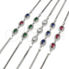 Sterling Silver Fancy Bracelet, with Sapphire Blue Cubic Zirconia and White Micro Pave, Polished, Rhodium Finish, 03.286.0016.2.07 (02 MM Thickness, 7 Inches Length)