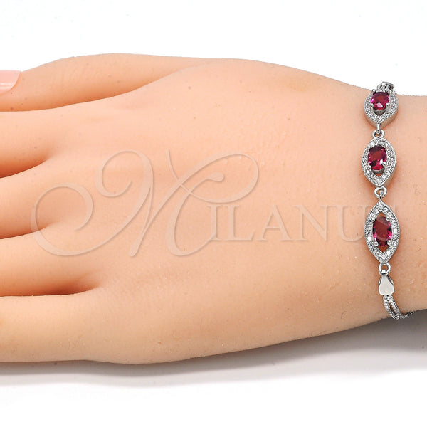 Sterling Silver Bracelet — Fancy Bracelet with Ruby Cubic Zirconia and White — alternate product view — SKU 130047 | Plata 925 brazalete — elegante Bracelet with Ruby Cubic Zirconia and blanco — SKU 130047