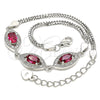 Sterling Silver Fancy Bracelet, with Ruby Cubic Zirconia and White Micro Pave, Polished, Rhodium Finish, 03.286.0016.3.07 (02 MM Thickness, 7 Inches Length)