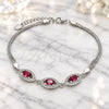 Sterling Silver Fancy Bracelet, with Ruby Cubic Zirconia and White Micro Pave, Polished, Rhodium Finish, 03.286.0016.3.07 (02 MM Thickness, 7 Inches Length)