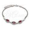 Sterling Silver Fancy Bracelet, with Ruby Cubic Zirconia and White Micro Pave, Polished, Rhodium Finish, 03.286.0016.3.07 (02 MM Thickness, 7 Inches Length)