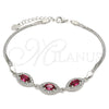 Sterling Silver Fancy Bracelet, with Ruby Cubic Zirconia and White Micro Pave, Polished, Rhodium Finish, 03.286.0016.3.07 (02 MM Thickness, 7 Inches Length)