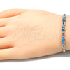 Sterling Silver Fancy Bracelet, with Turquoise Cubic Zirconia and White Crystal, Polished, Rhodium Finish, 03.286.0017.07 (02 MM Thickness, 7 Inches Length)