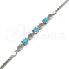Sterling Silver Fancy Bracelet, with Turquoise Cubic Zirconia and White Crystal, Polished, Rhodium Finish, 03.286.0017.07 (02 MM Thickness, 7 Inches Length)