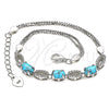 Sterling Silver Fancy Bracelet, with Turquoise Cubic Zirconia and White Crystal, Polished, Rhodium Finish, 03.286.0017.07 (02 MM Thickness, 7 Inches Length)