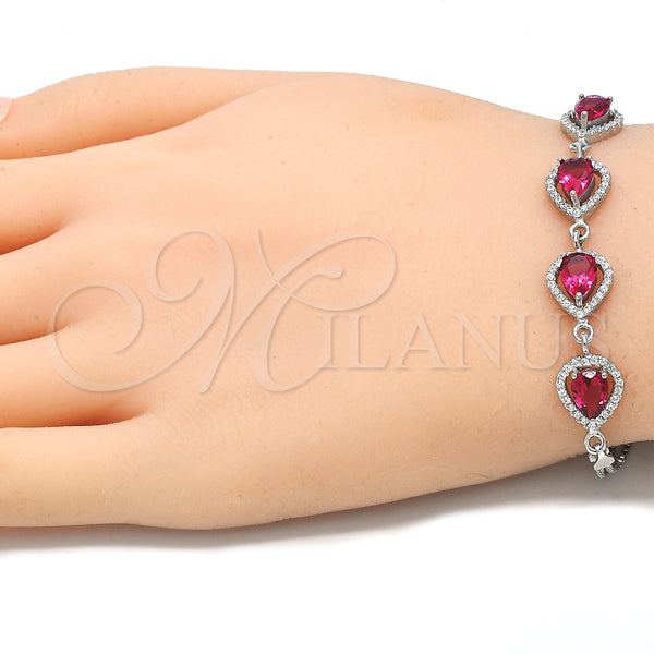 Sterling Silver Bracelet — Fancy Bracelet Teardrop Design with Ruby Cubic Zirconia — alternate product view — SKU 130053 | Plata 925 brazalete — elegante Bracelet Teardrop diseño with Ruby Cubic Zirconia — SKU 130053