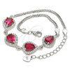 Sterling Silver Fancy Bracelet, Teardrop Design, with Ruby Cubic Zirconia and White Crystal, Polished, Rhodium Finish, 03.286.0018.3.07 (02 MM Thickness, 7 Inches Length)