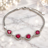 Sterling Silver Fancy Bracelet, Teardrop Design, with Ruby Cubic Zirconia and White Crystal, Polished, Rhodium Finish, 03.286.0018.3.07 (02 MM Thickness, 7 Inches Length)