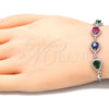 Sterling Silver Fancy Bracelet, Teardrop Design, with Multicolor Cubic Zirconia and White Crystal, Polished, Rhodium Finish, 03.286.0018.4.07 (02 MM Thickness, 7 Inches Length)