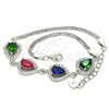 Sterling Silver Fancy Bracelet, Teardrop Design, with Multicolor Cubic Zirconia and White Crystal, Polished, Rhodium Finish, 03.286.0018.4.07 (02 MM Thickness, 7 Inches Length)