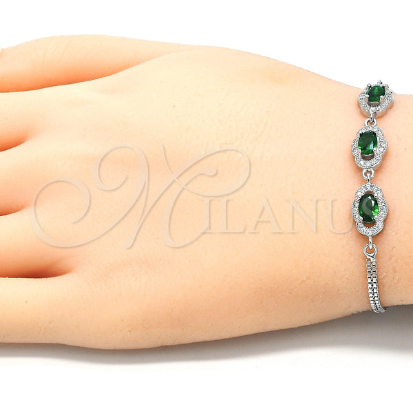 Sterling Silver Bracelet — Fancy Bracelet with Green Cubic Zirconia and White — alternate product view — SKU 130062 | Plata 925 brazalete — elegante Bracelet with Green Cubic Zirconia and blanco — SKU 130062