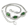 Sterling Silver Fancy Bracelet, with Green Cubic Zirconia and White Micro Pave, Polished, Rhodium Finish, 03.286.0020.2.07 (02 MM Thickness, 7 Inches Length)