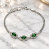Sterling Silver Fancy Bracelet, with Green Cubic Zirconia and White Micro Pave, Polished, Rhodium Finish, 03.286.0020.2.07 (02 MM Thickness, 7 Inches Length)