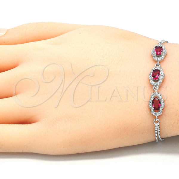 Sterling Silver Bracelet — Fancy Bracelet with Ruby Cubic Zirconia and White — alternate product view — SKU 130063 | Plata 925 brazalete — elegante Bracelet with Ruby Cubic Zirconia and blanco — SKU 130063