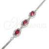 Sterling Silver Fancy Bracelet, with Ruby Cubic Zirconia and White Micro Pave, Polished, Rhodium Finish, 03.286.0020.3.07 (02 MM Thickness, 7 Inches Length)