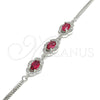 Sterling Silver Fancy Bracelet, with Ruby Cubic Zirconia and White Micro Pave, Polished, Rhodium Finish, 03.286.0020.3.07 (02 MM Thickness, 7 Inches Length)