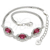 Sterling Silver Fancy Bracelet, with Ruby Cubic Zirconia and White Micro Pave, Polished, Rhodium Finish, 03.286.0020.3.07 (02 MM Thickness, 7 Inches Length)