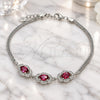 Sterling Silver Fancy Bracelet, with Ruby Cubic Zirconia and White Micro Pave, Polished, Rhodium Finish, 03.286.0020.3.07 (02 MM Thickness, 7 Inches Length)