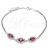 Sterling Silver Fancy Bracelet, with Ruby Cubic Zirconia and White Micro Pave, Polished, Rhodium Finish, 03.286.0020.3.07 (02 MM Thickness, 7 Inches Length)