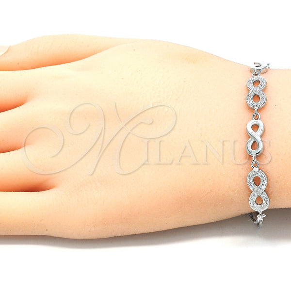 Sterling Silver Bracelet — Fancy Bracelet Infinite Design with White Micro Pave — alternate product view — SKU 130066 | Plata 925 brazalete — elegante Bracelet Infinite diseño with blanco Micro Pave — SKU 130066