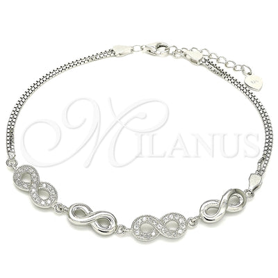Sterling Silver Fancy Bracelet, Infinite Design, with White Micro Pave, Polished, Rhodium Finish for wholesale, main product view