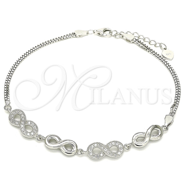 Sterling Silver Bracelet — Fancy Bracelet Infinite Design with White Micro Pave — main product view — SKU 130066 | Plata 925 brazalete — elegante Bracelet Infinite diseño with blanco Micro Pave — SKU 130066