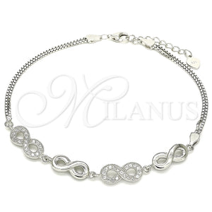 Sterling Silver Bracelet — Fancy Bracelet Infinite Design with White Micro Pave — main product view — SKU 130066 | Plata 925 brazalete — elegante Bracelet Infinite diseño with blanco Micro Pave — SKU 130066
