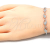 Sterling Silver Fancy Bracelet, with White Cubic Zirconia, Polished, Rhodium Finish, 03.286.0023.07 (02 MM Thickness, 7 Inches Length)