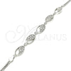 Sterling Silver Fancy Bracelet, with White Cubic Zirconia, Polished, Rhodium Finish, 03.286.0023.07 (02 MM Thickness, 7 Inches Length)