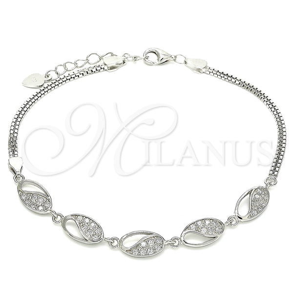 Sterling Silver Bracelet — Fancy Bracelet with White Cubic Zirconia Polished 03. — main product view — SKU 130067 | Plata 925 brazalete — elegante Bracelet with blanco Cubic Zirconia pulido 03. — SKU 130067
