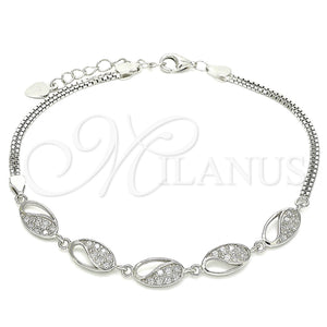 Sterling Silver Bracelet — Fancy Bracelet with White Cubic Zirconia Polished 03. — main product view — SKU 130067 | Plata 925 brazalete — elegante Bracelet with blanco Cubic Zirconia pulido 03. — SKU 130067