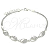 Sterling Silver Fancy Bracelet, with White Cubic Zirconia, Polished, Rhodium Finish, 03.286.0023.07 (02 MM Thickness, 7 Inches Length)